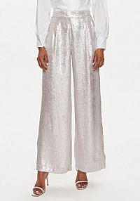 Spodnie eleganckie Dixie srebrne damskie Materiałowe