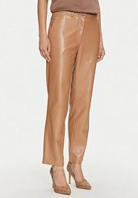 Spodnie skórzane Guess beżowa Z imitacji skóry