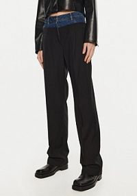 Spodnie eleganckie Sisley czarne damskie Materiałowe 485XLF05M  Wide Leg