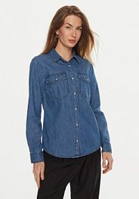Koszula Sisley niebieska damska Jeansowa