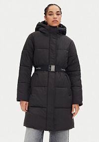 Kurtka puchowa Calvin Klein Jeans czarna damska Płaszcz zimowy