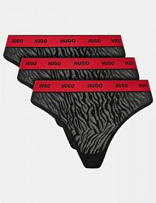 Stringi HUGO czarne Komplet 3 par stringów