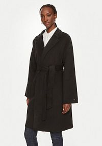 Płaszcz Tommy Hilfiger czarny damski Wełniany