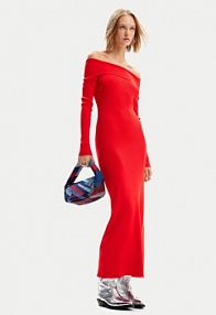 Sukienka dzianinowa Desigual czerwona Milwaukee 24WWVF06  Slim Fit