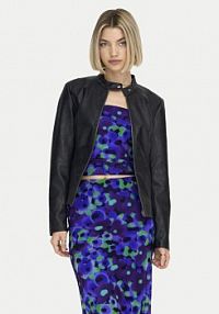 Kurtka skórzana JDY czarna damska Z imitacji skóry