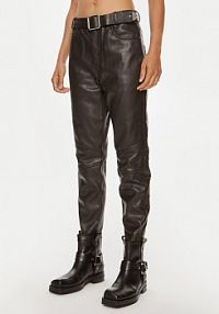 Spodnie skórzane PINKO brązowa 