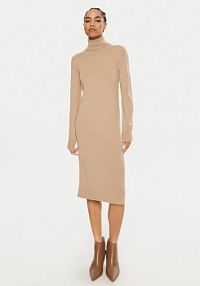 Sukienka dzianinowa Calvin Klein beżowa 
