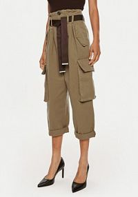 Spodnie eleganckie PINKO oliwkowe damskie Cargo