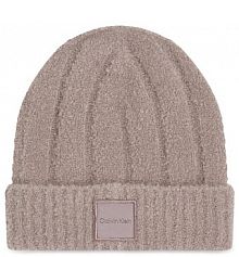 Czapka zimowa Calvin Klein beżowa damska Modern Patch Chunky K60K612596