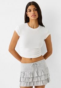 Spódnicospodenki z falbanami Bershka szare