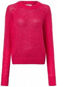 Sweter  z dzianiny Kobiety wyrazisty róż jednolity L IPURI damski