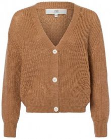 Kardigan z zawartością wełny i moheru Kobiety Sztuczne włókno brązowy jednolity XL/XXL IPURI