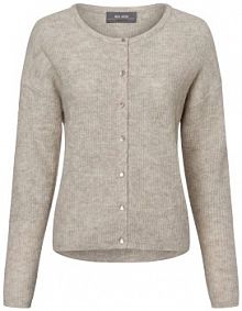 Kardigan z zawartością alpaki  MMAlmine Kobiety Wełna beżowy marmurkowy XS MOS MOSH