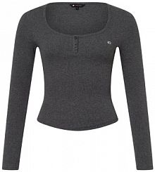 Koszulka z długim rękawem Kobiety Bawełna szary wzorzysty M Tommy Jeans damski