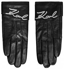 Rękawiczki skórzane KARL LAGERFELD czarne