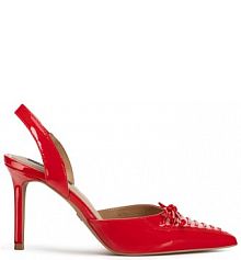 Sandały na obcasie Nine West czerwone