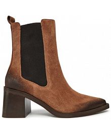 Botki na obcasie R.Polański brązowe