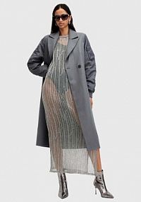 Płaszcz AllSaints  szary damski W007OZ