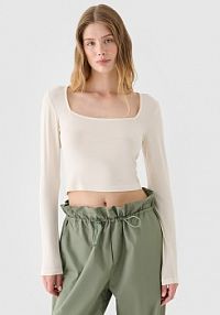 Longsleeve biały 4F damski 4FRSS24TLONF499-11S