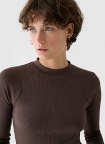 Longsleeve brązowy 4F damski 4FWAW24TLONF361-81S