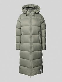 Płaszcz puchowy z detalem z logo model ELISA IQ Studio oliwkowy damski EAN PUFFER BASIC