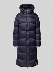 Płaszcz puchowy z detalem z logo model ELISA IQ Studio granatowy damski EAN PUFFER BASIC