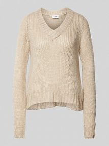 Sweter z dzianiny z dodatkiem wełny Model 'Nicolinna' moves beżowy damski EAN 230853655
