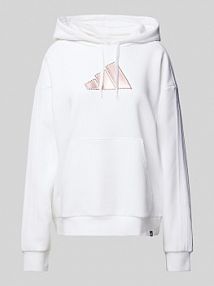 Bluza z kapturem i nadrukiem z logo model Holiday ADIDAS SPORTSWEAR biała damska EAN HD SPW Logo 3S w