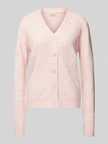 Kurtka z dzianiny z prążkowanymi wykończeniami model Rellis Fransa różowa damska EAN %Granddad Cardi7