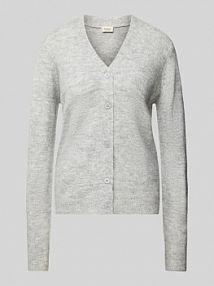 Kurtka z dzianiny z prążkowanymi wykończeniami model Rellis Fransa szara damska EAN 20614491