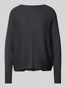 Sweter z dzianiny z okrągłym dekoltem model lala Fransa szary damski EAN Rib Loose7