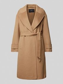 Płaszcz z wiązanym paskiem WITHBLACK beżowy damski EAN WBLCERENA TAILORED WOOL W