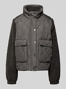 Kurtka pikowana z obszyciem ze sztucznego futra QS szara damska EAN JCK Teddy Stepp