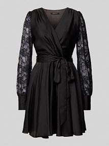 Sukienka koktajlowa o długości do kolan z wiązanym paskiem Swing czarna EAN 5AE03800
