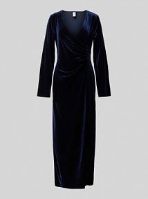 Długa sukienka z dekoltem w serek model SIVA YAS granatowa EAN BP Velvet Maxi