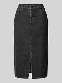 Spódnica jeansowa z bawełny z rozcięciem s.Oliver RED LABEL czarna EAN BP Jeansrock Mid