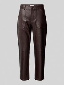Spodnie o kroju tapered fit z imitacji skóry model KELLY Bash brązowa EAN 1H24KELL