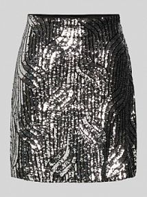 Spódnica mini z wszytym zamkiem błyskawicznym model SIMERA YAS srebrna EAN Pailette Mini10
