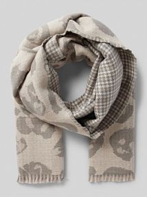 Szal ze wzorem w pepitkę i zwierzęcym nadrukiem s.Oliver RED LABEL beżowy damski EAN 2158262