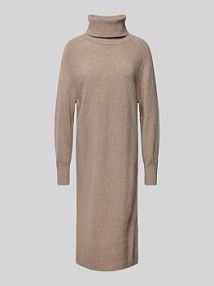 Sukienka z dzianiny z golfem model HERRINGBONE Gant szara EAN 4502078