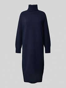 Sukienka z dzianiny z golfem model HERRINGBONE Gant niebieska EAN 4502078