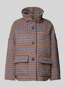 Krótki płaszcz ze stójką Gant brązowy damski EAN JK KARO STEHBD K