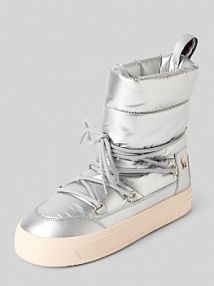 Kozaki sznurowane z detalem z logo Tommy Hilfiger srebrne damskie EAN FW0FW08442