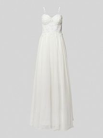 Suknia ślubna z odkrytymi ramionami i kwiatowymi haftami Unique biała EAN AK Cors Blüt Mie