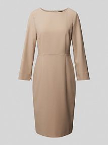 Sukienka etui o długości do kolan z okrągłym dekoltem Windsor brązowa EAN KLD 1/1 ON JSY D