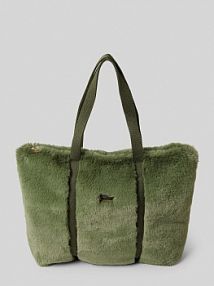 Torba shopper ze sztucznego futra model Sloans Barts oliwkowa EAN SH OLIVE FAKE FU