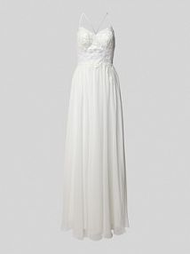 Suknia ślubna z obszyciem perełkami luxuar biała EAN 7629-P