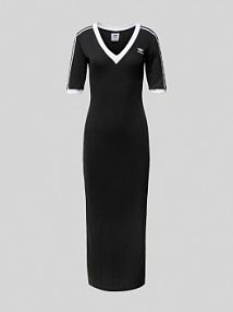 Długa sukienka z wyhaftowanym logo adidas Originals czarna EAN 3 S Ribbed Dress