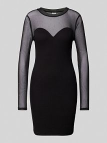 Sukienka mini z obszyciem ozdobnymi kamieniami model MAYA Noisy May czarna EAN Mesh Mix Mini Ls