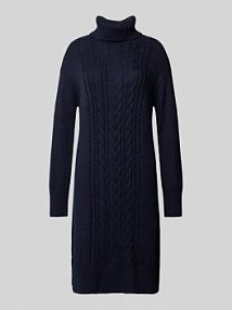 Sukienka z dzianiny o kroju regular fit z golfem Tom Tailor niebieska EAN STK Kleid Rollne